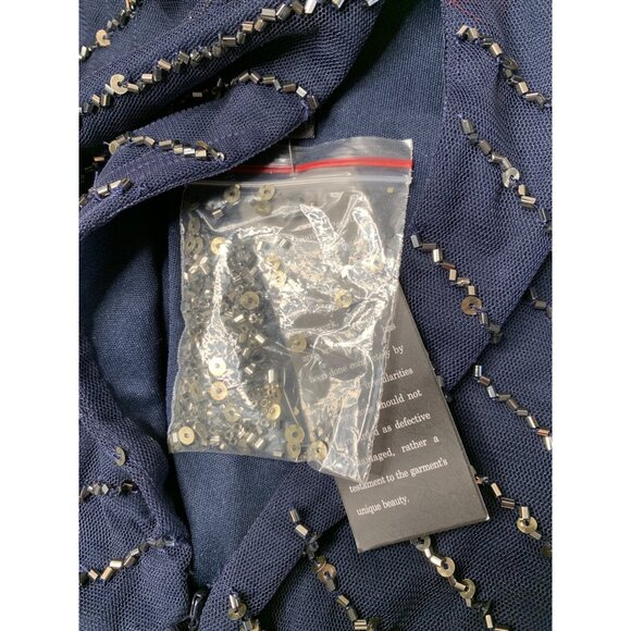 Adrianna Papell 18 Bead Halter Blousen Gown Navy Dress Art Deco Formal NwD - Picture 8 of 14